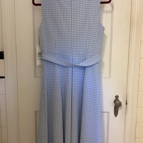 NWT Calvin Klein Pastel Blue Gingham Fit and Flare Dress - Picture 2 of 5